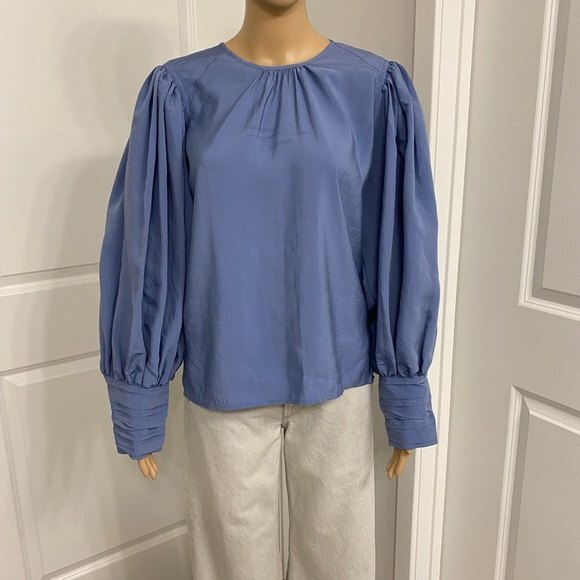 Express Balloon Sleeve Blouse. Blue. S/P. - Picture 7 of 11